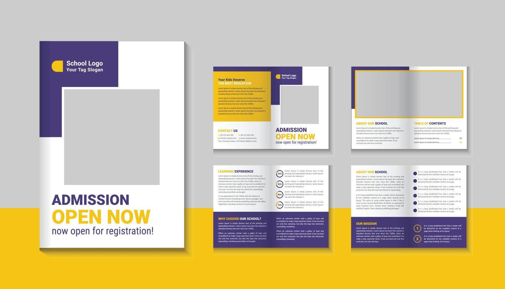 school admission bi fold brochure template, school bifold brochure, vector