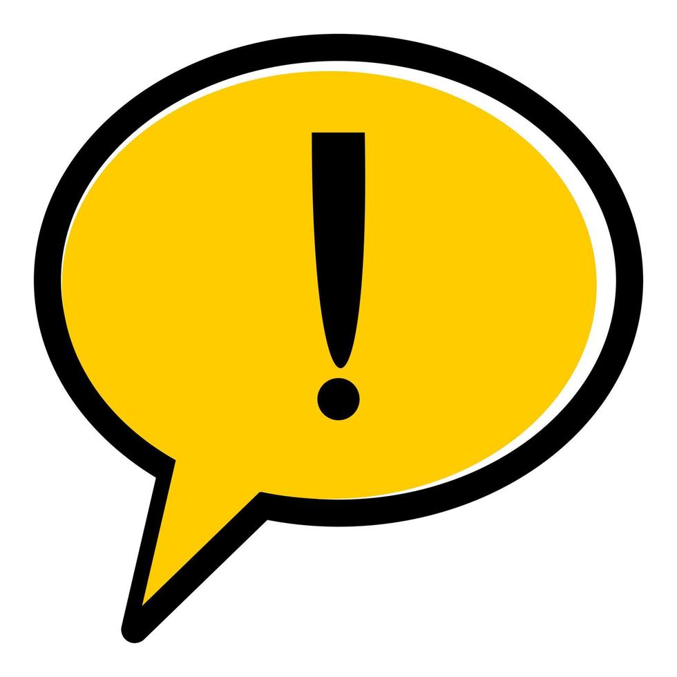 exclamation symbol in a yellow speech bubble icon vector