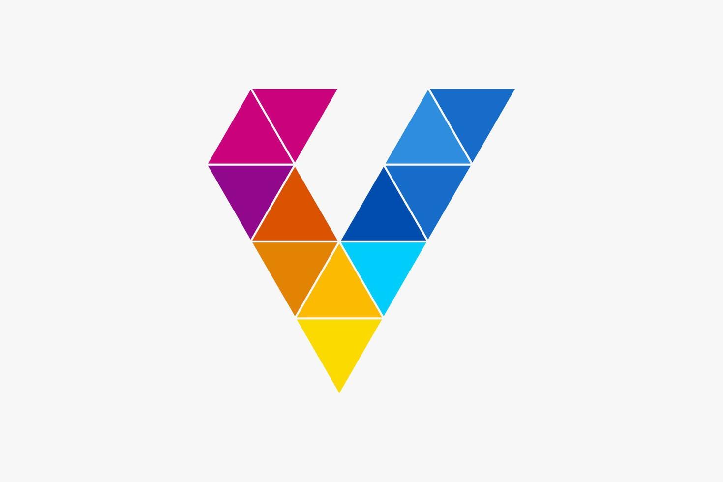 Colorful Mosaic Initial Letter V, Minimalist Modern Concept. Usable for Business and Branding Logos. vector