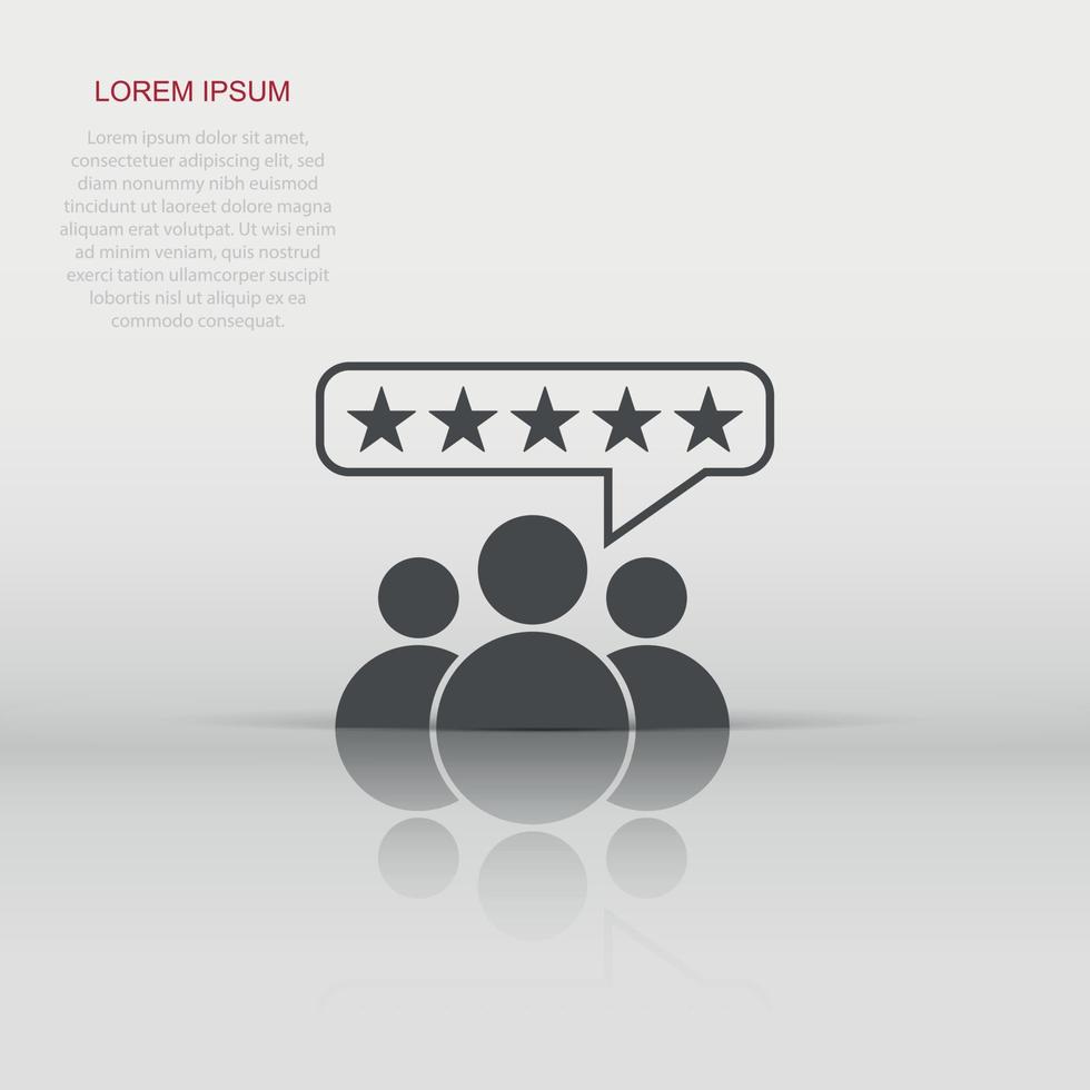Vector customer reviews, user feedback icon in flat style. Rating sign illustration pictogram. Stars rating business concept.
