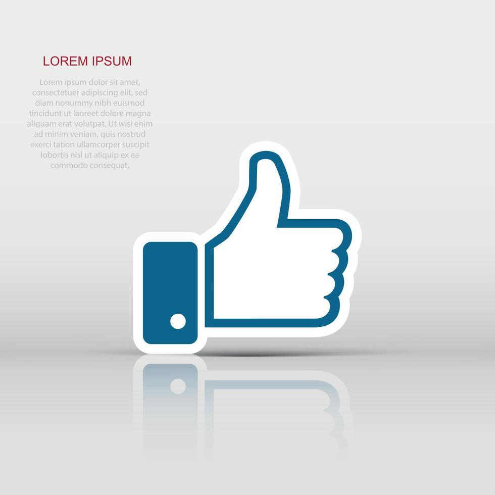 Vector like icon in flat style. Thumb up sign illustration pictogram. Like business concept.