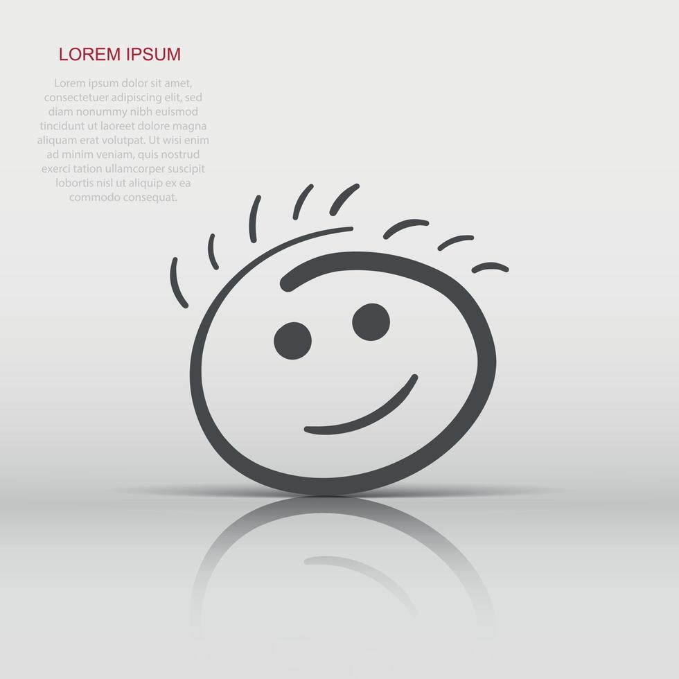 Simple smile vector icon. Hand drawn face doodle illustration on isolated background.