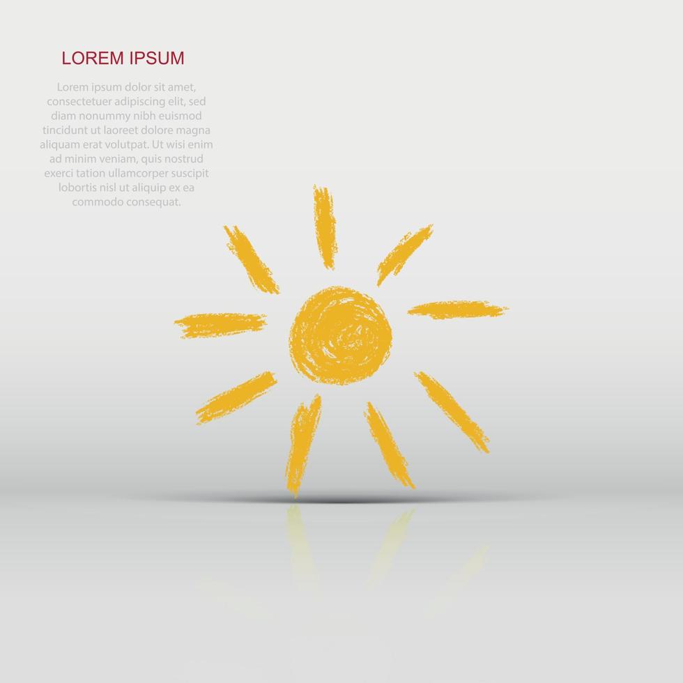 Vector hand drawn sun icon in flat style. Summer sign illustration pictogram. Sun business concept.