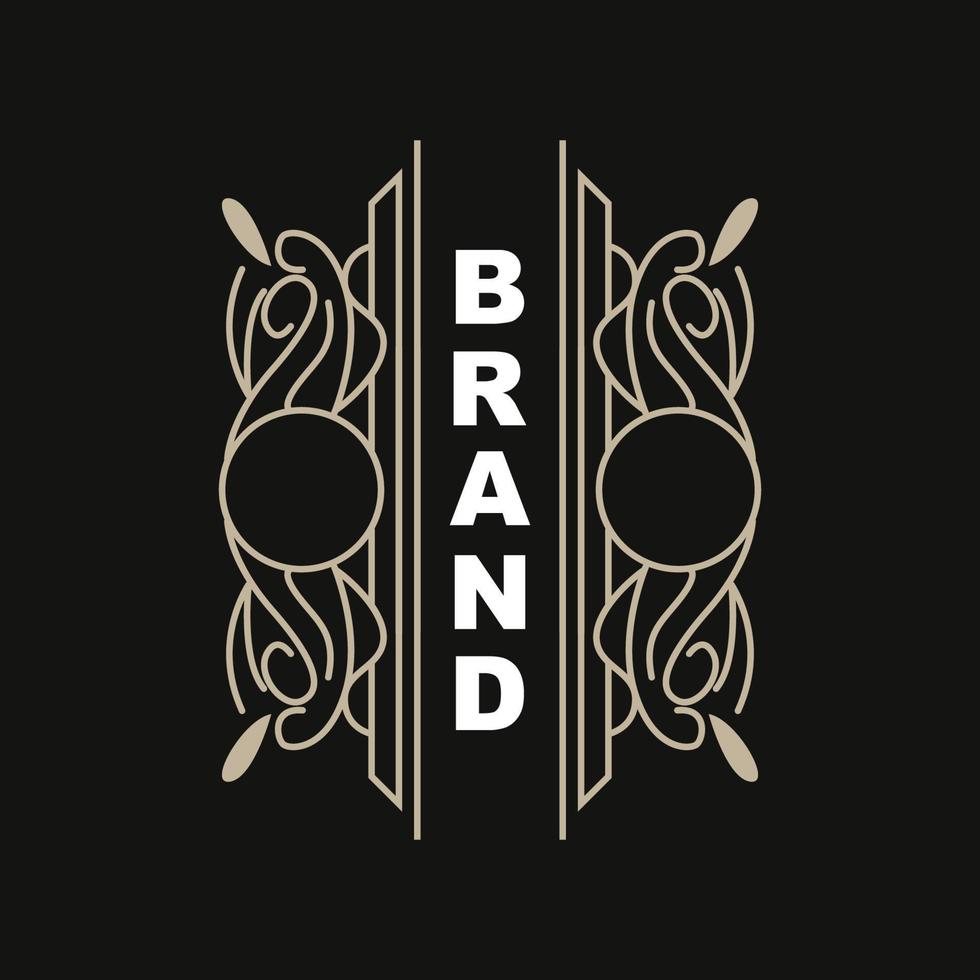 Elegant Minimalist Ornament Logo Template Luxury Ornament Wedding Decoration Business, Batik Style Invitation, Batik, Frasion, Initial Brand Design vector