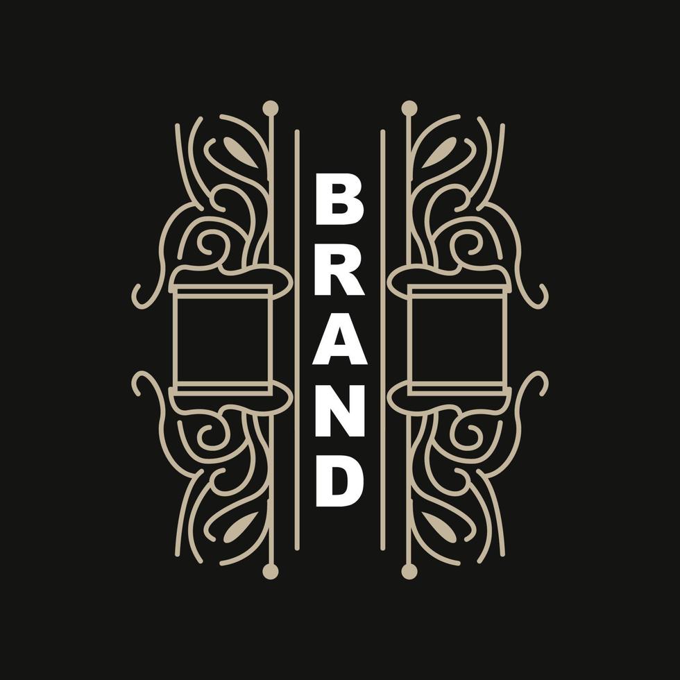 Elegant Minimalist Ornament Logo Template Luxury Ornament Wedding Decoration Business, Batik Style Invitation, Batik, Frasion, Initial Brand Design vector