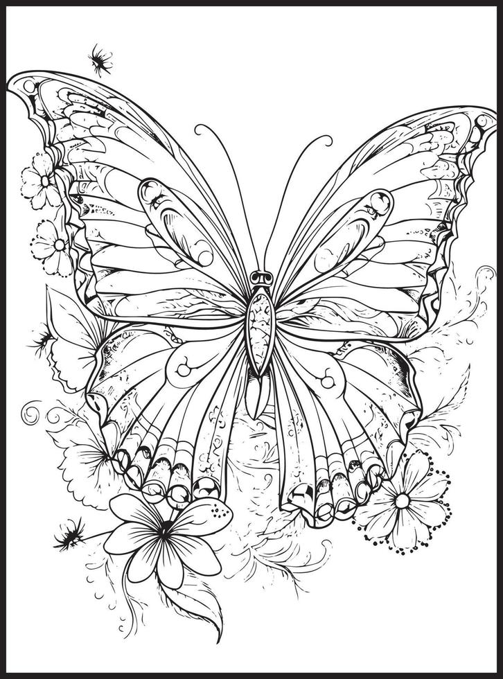 mariposa colorante paginas para adultos vector