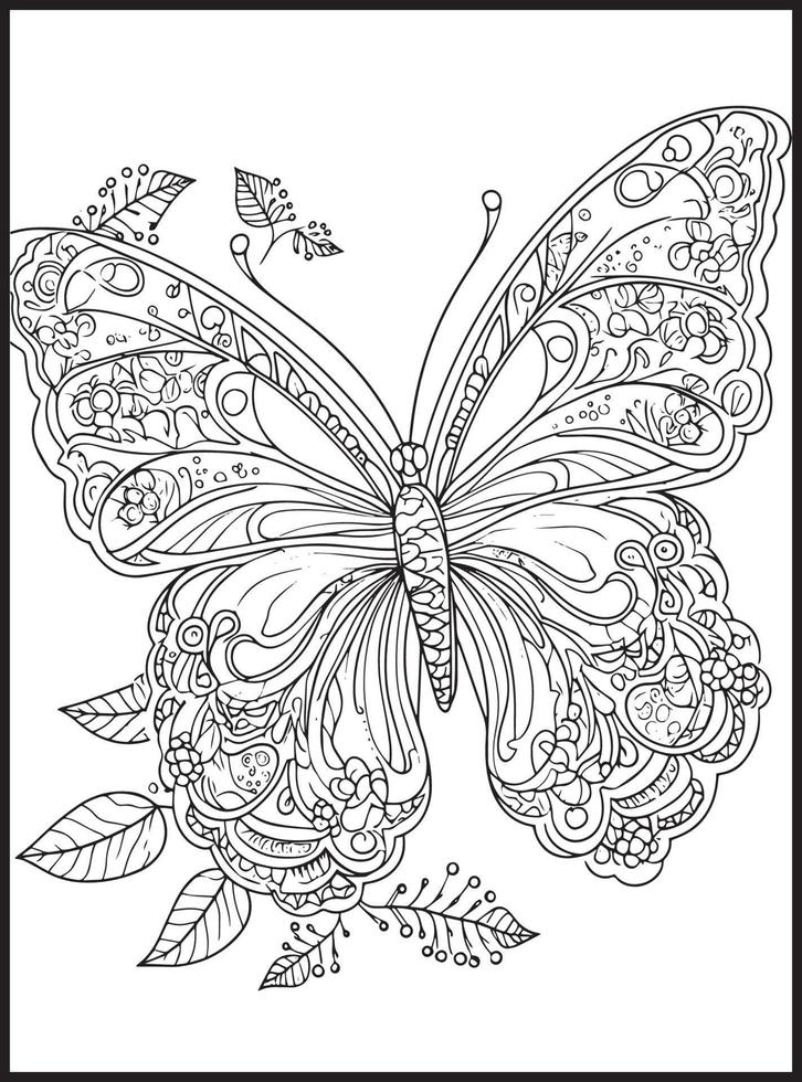 Butterfly Coloring Pages for Adults vector