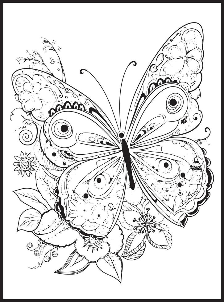 mariposa colorante paginas para adultos vector