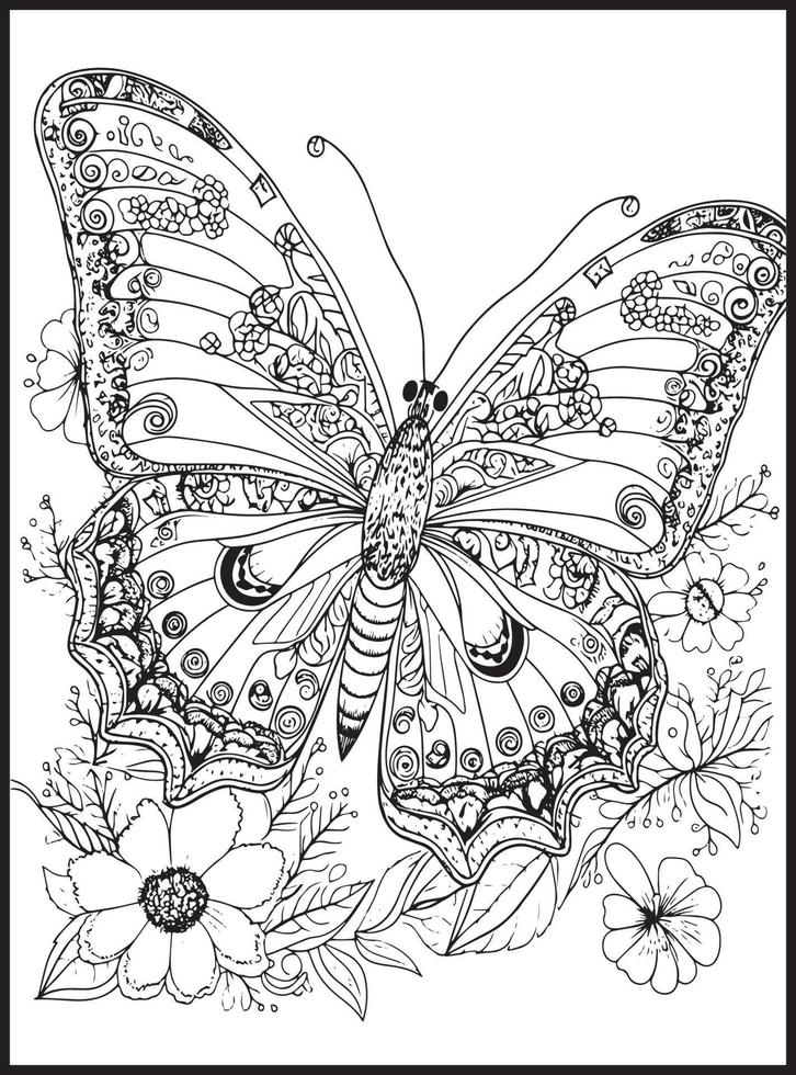 mariposa colorante paginas para adultos vector