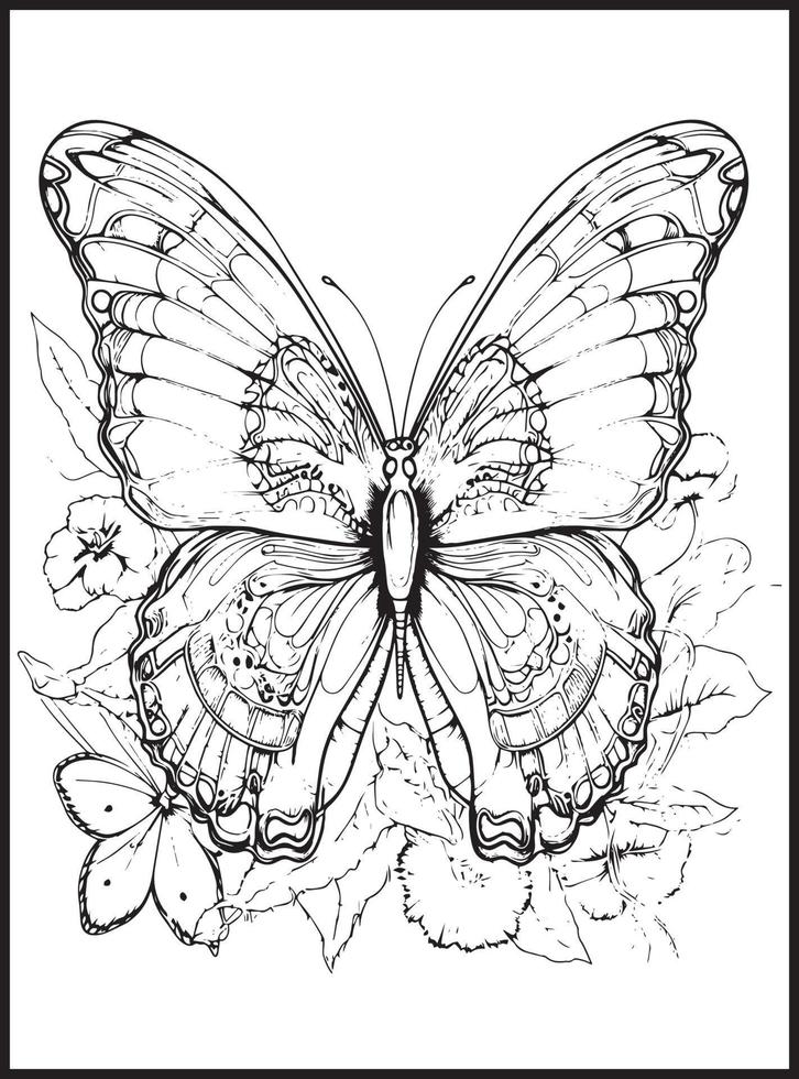 Butterfly Coloring Pages for Adults vector