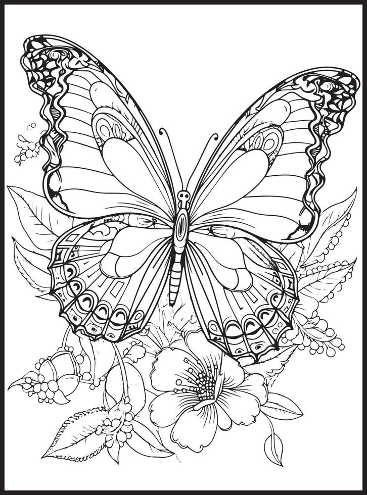 mariposa colorante paginas para adultos vector