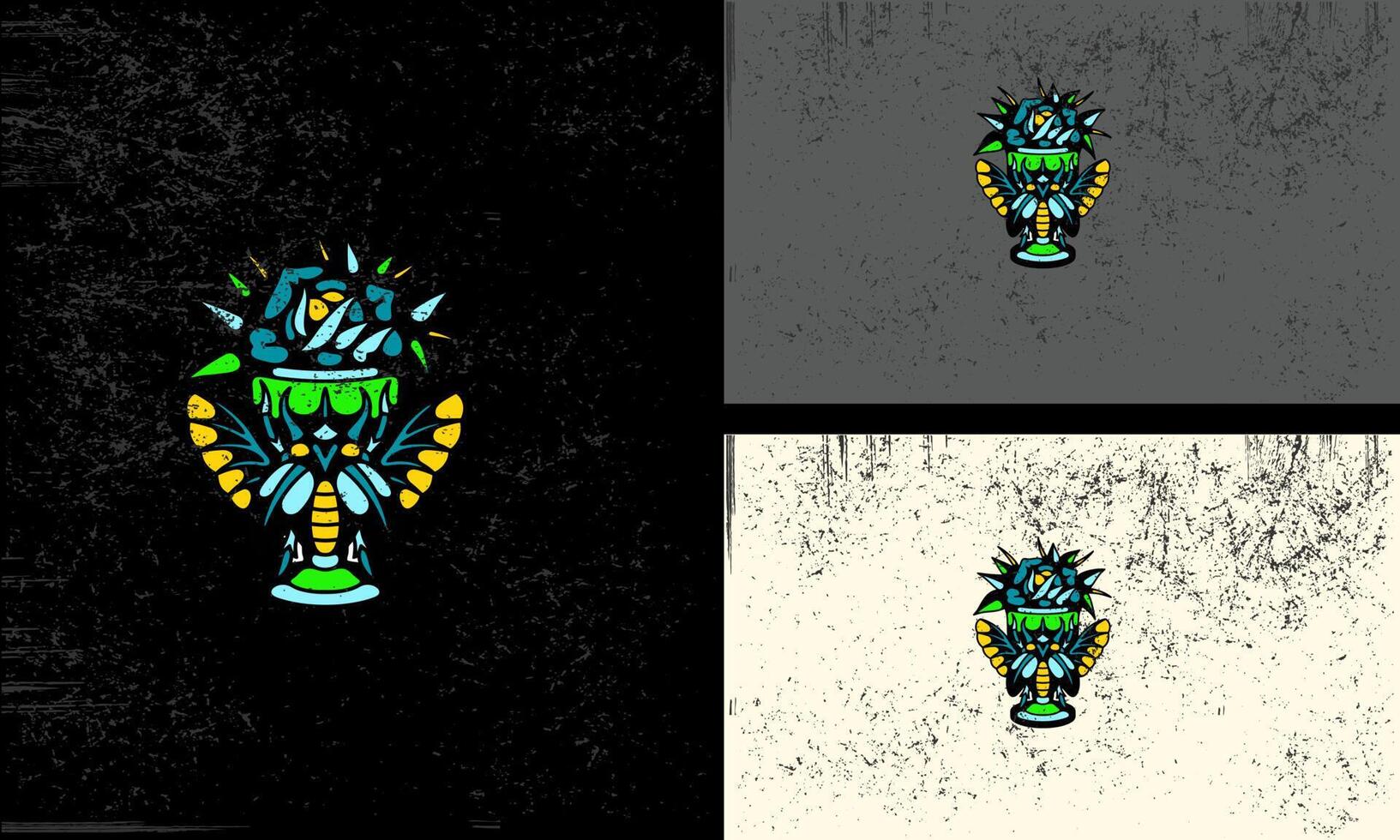 butterfly and flowers vector illustration mascot design