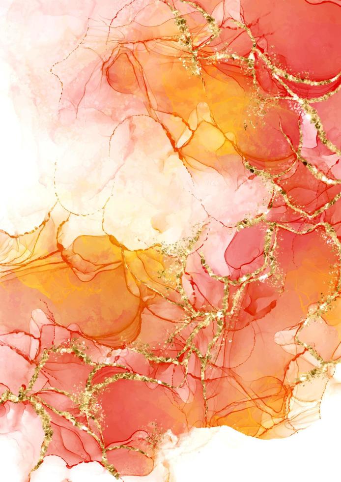 abstract hand painted alcohol ink background with gold glitter vector