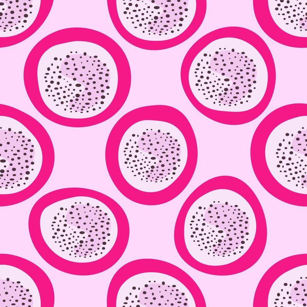 Abstract exotic fruit seamless pattern with pitaya or pitahaya vector