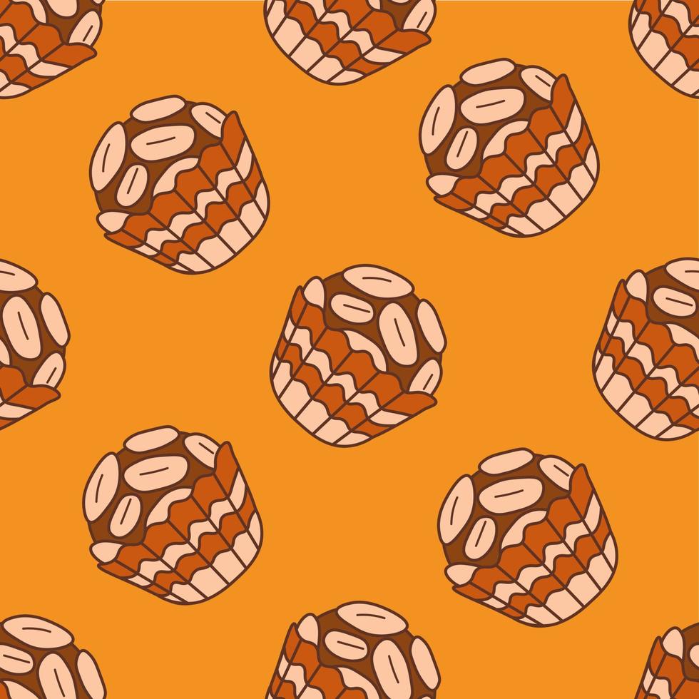 Sweets vector seamless pattern with peanut caramel candy