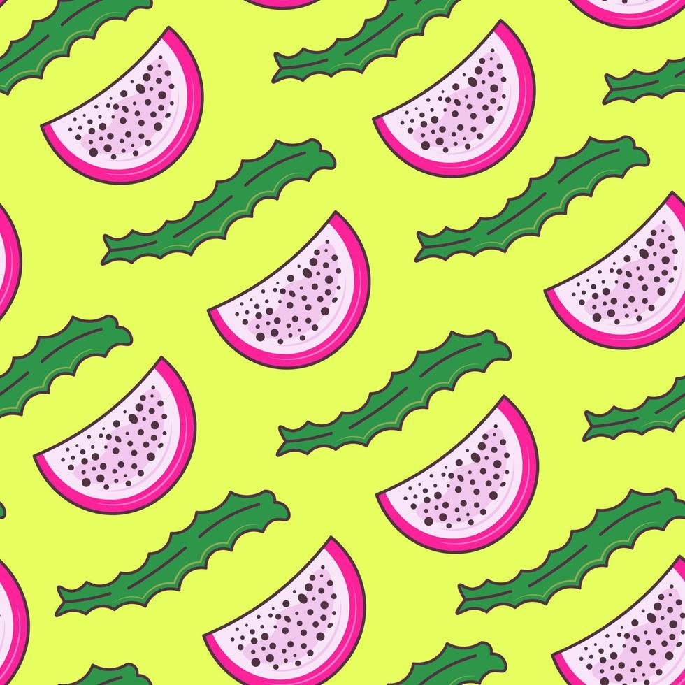 Tropical seamless pattern with pitaya or pitahaya elements vector