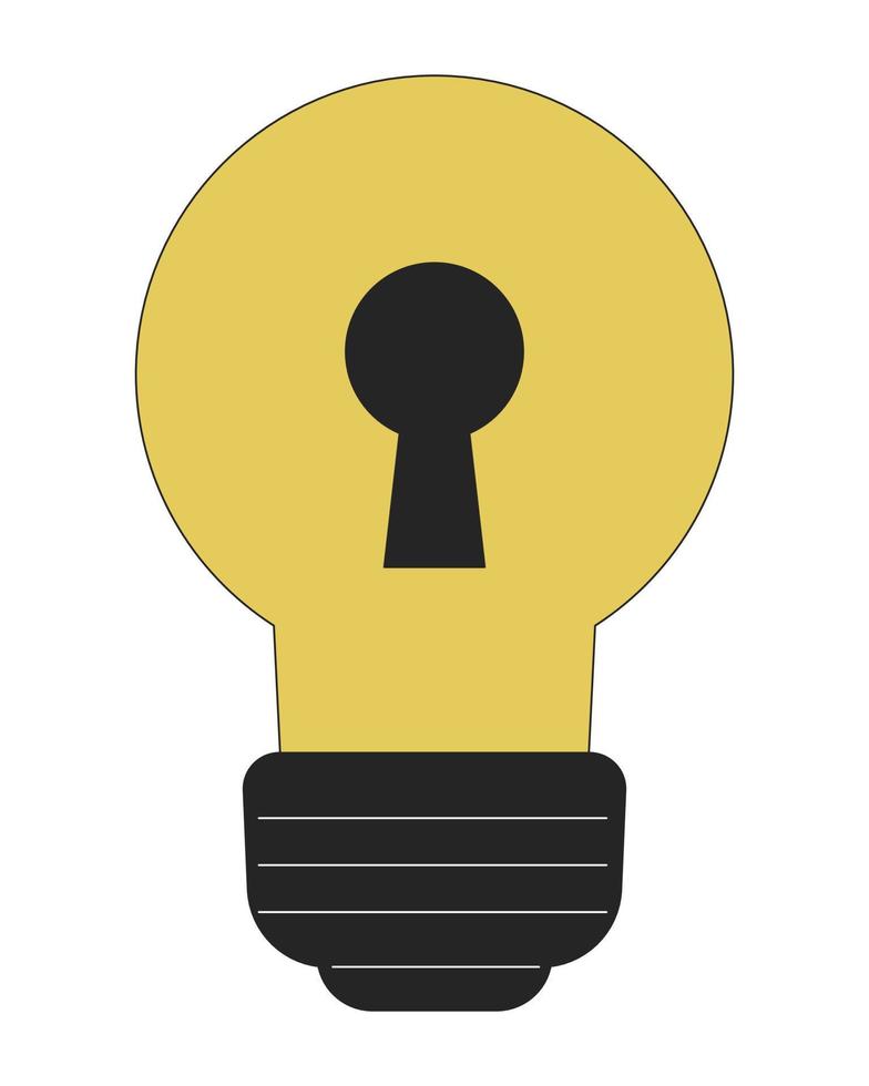 Light bulb with keyhole flat line color vector object. Access to innovation. Editable lineart icon on white. Simple outline cartoon style spot illustration for web graphic design and animation