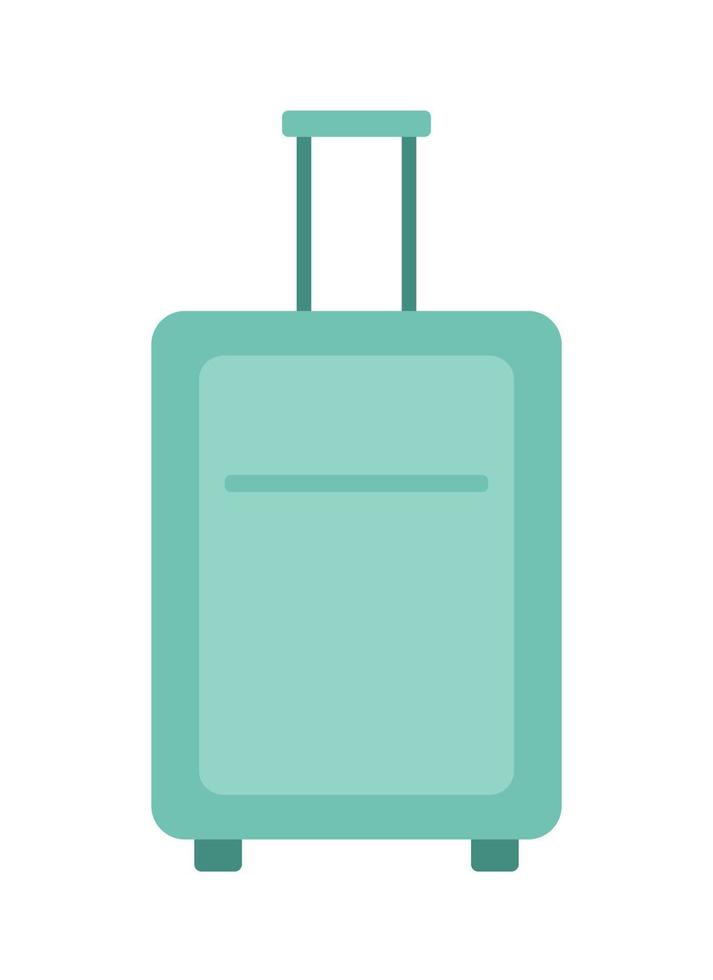 Suitcase on wheels with handle semi flat colour vector object. Traveling bag for ladies. Hand luggage. Editable cartoon clip art icon. Simple spot illustration for web graphic design, animation