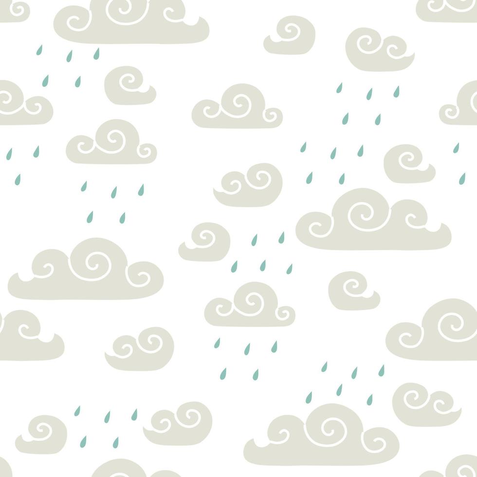 pattern with clouds in flat style. hand drawn vector illustration.