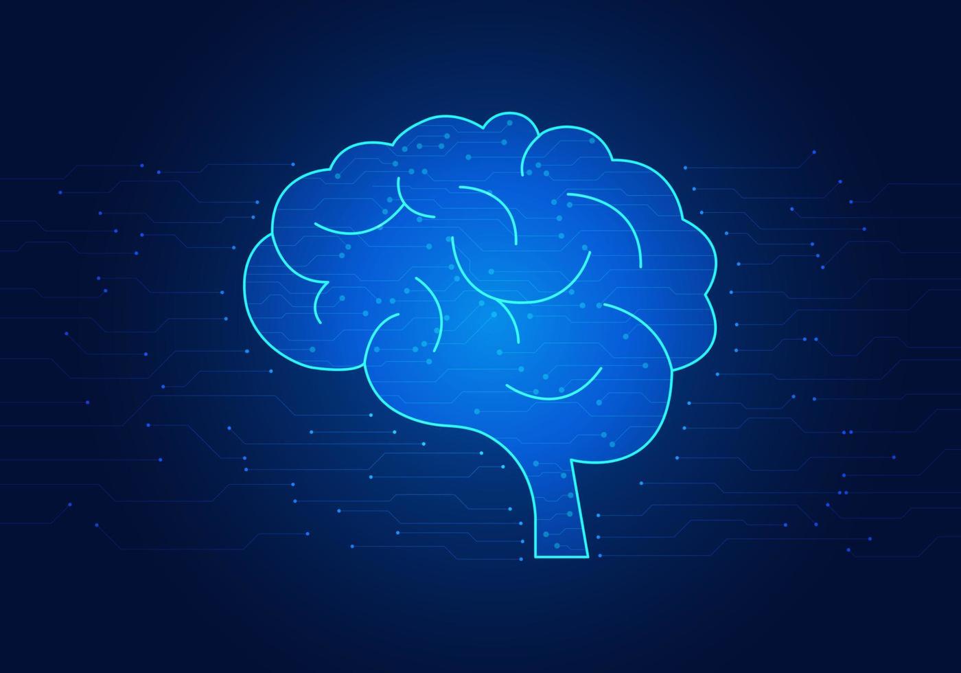 Technology of the brain in artificial intelligence is a technology that commands and learns. Gather information to improve and benefit users in terms of network technology. vector
