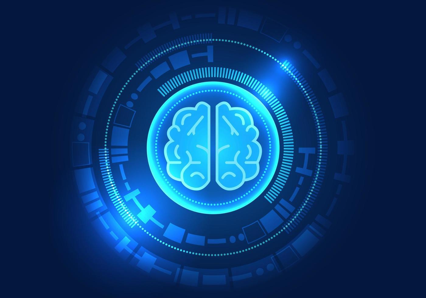 Background technology brain inside technology circle The working brain in the system of artificial intelligence that helps humans solve problems in work and daily life. vector