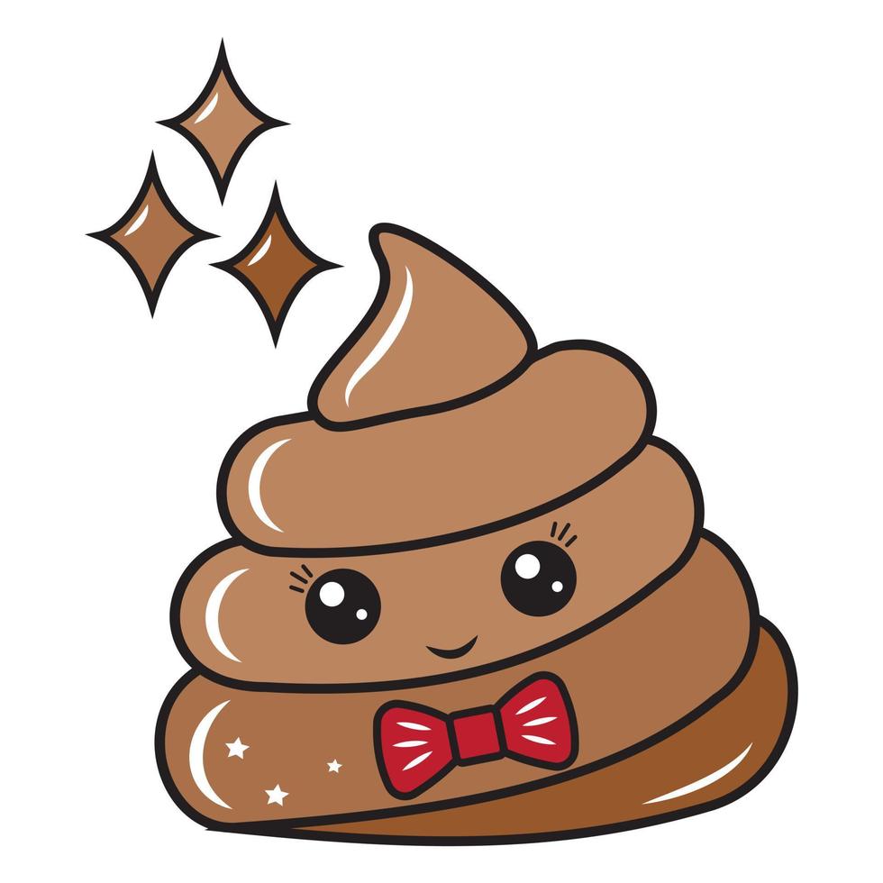 The character is a poop, kawaii. Vector isolated cartoon-style illustration. Poop character concept