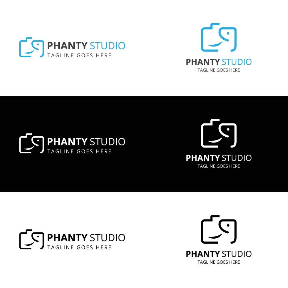 Elephant studio business logo template, photographer, company vector