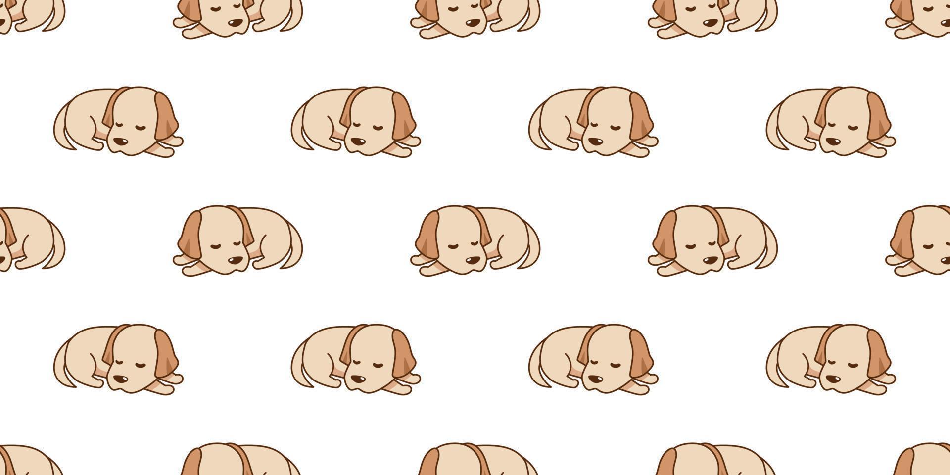 Vector cartoon sleeping labrador retriever dog seamless pattern background