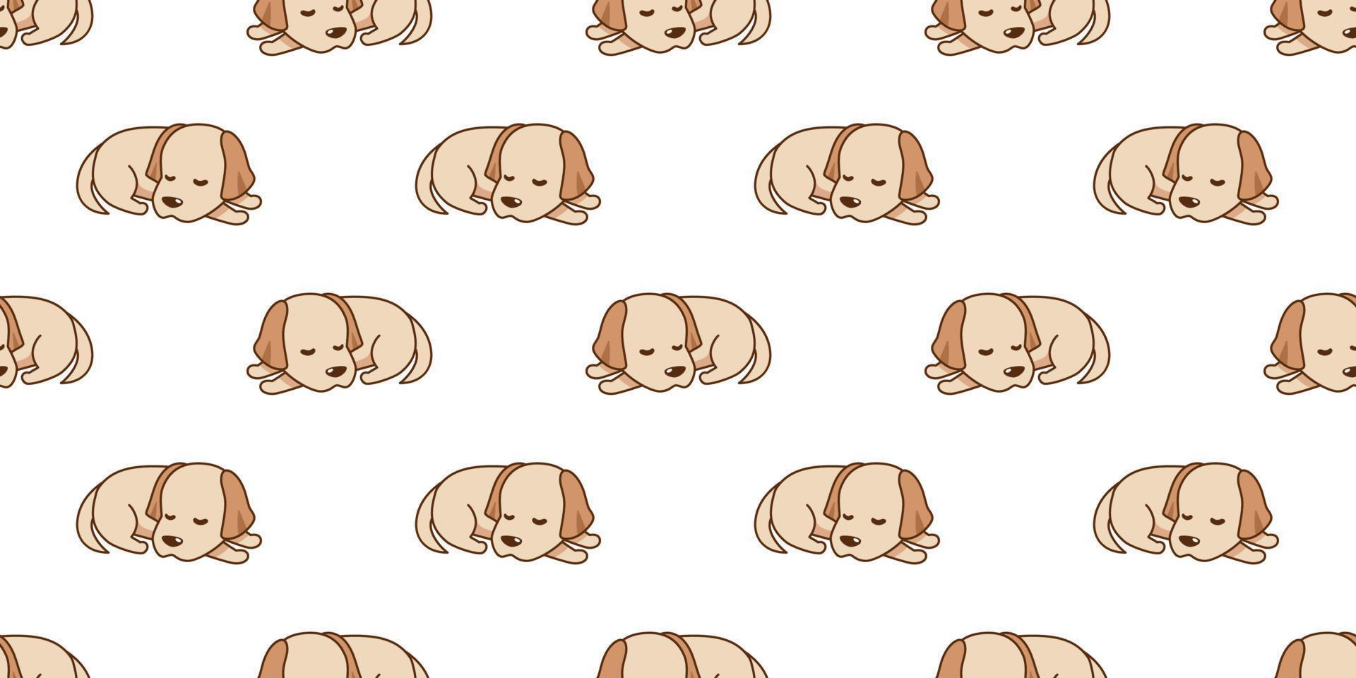 Vector cartoon sleeping labrador retriever dog seamless pattern background