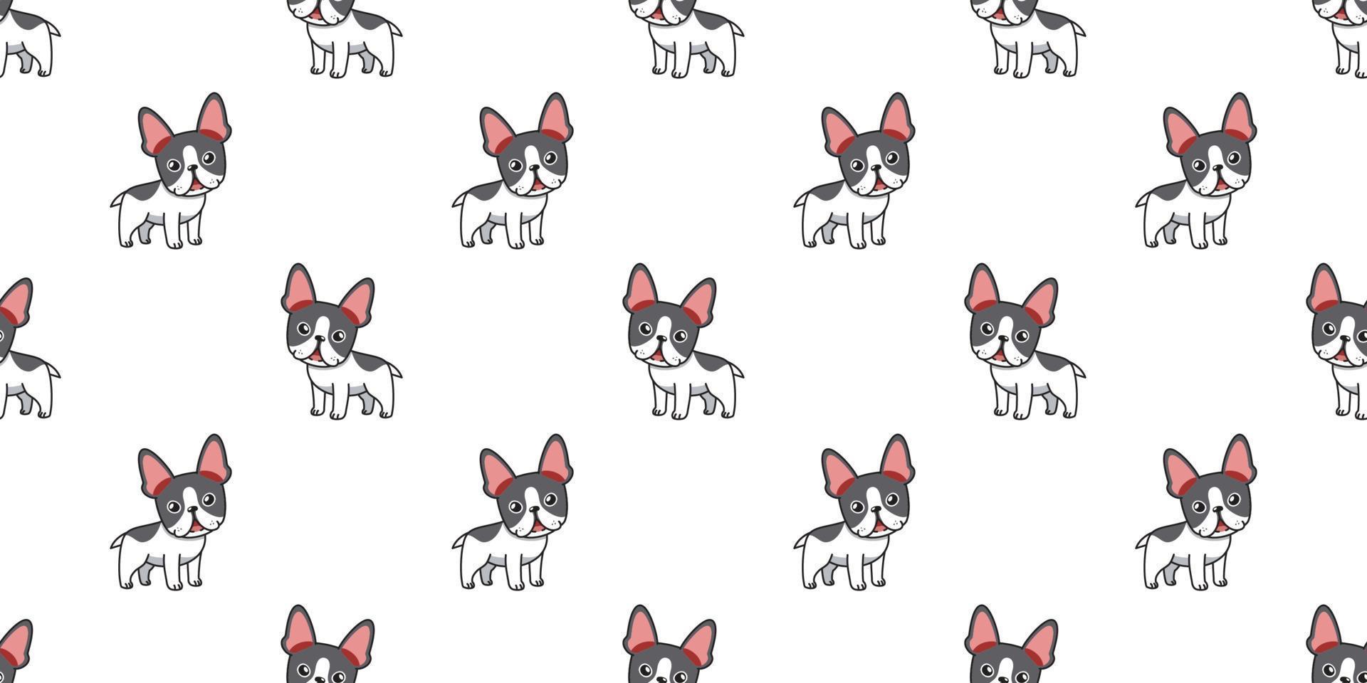 Vector cartoon french bulldog seamless pattern background