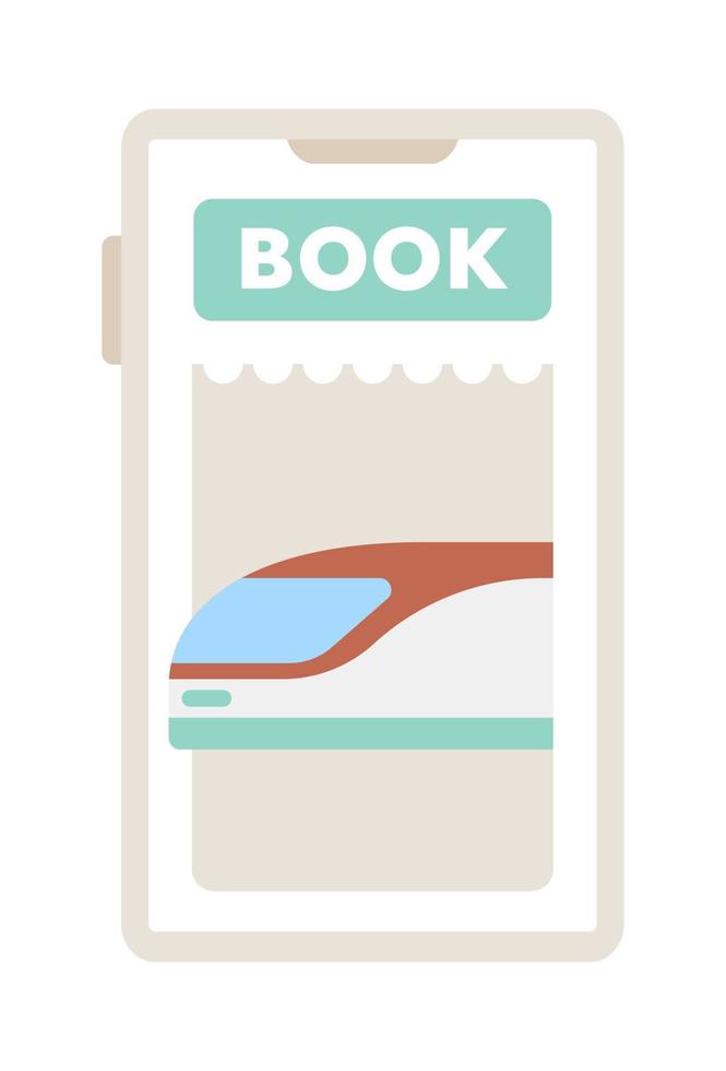 Booking train ticket online through mobile device flat concept vector spot illustration. Editable 2D cartoon object on white for web UI design. Railway creative hero image