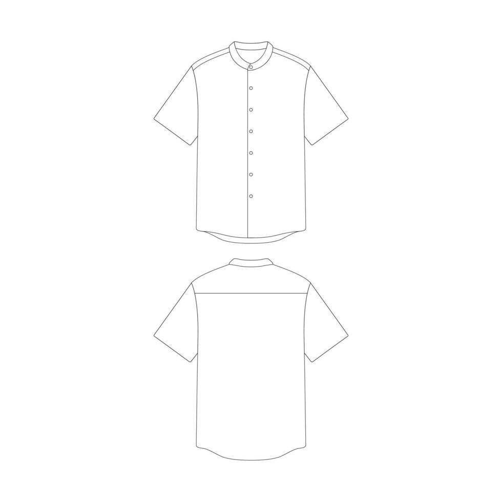 template grandad collar shirt vector illustration flat design outline ...