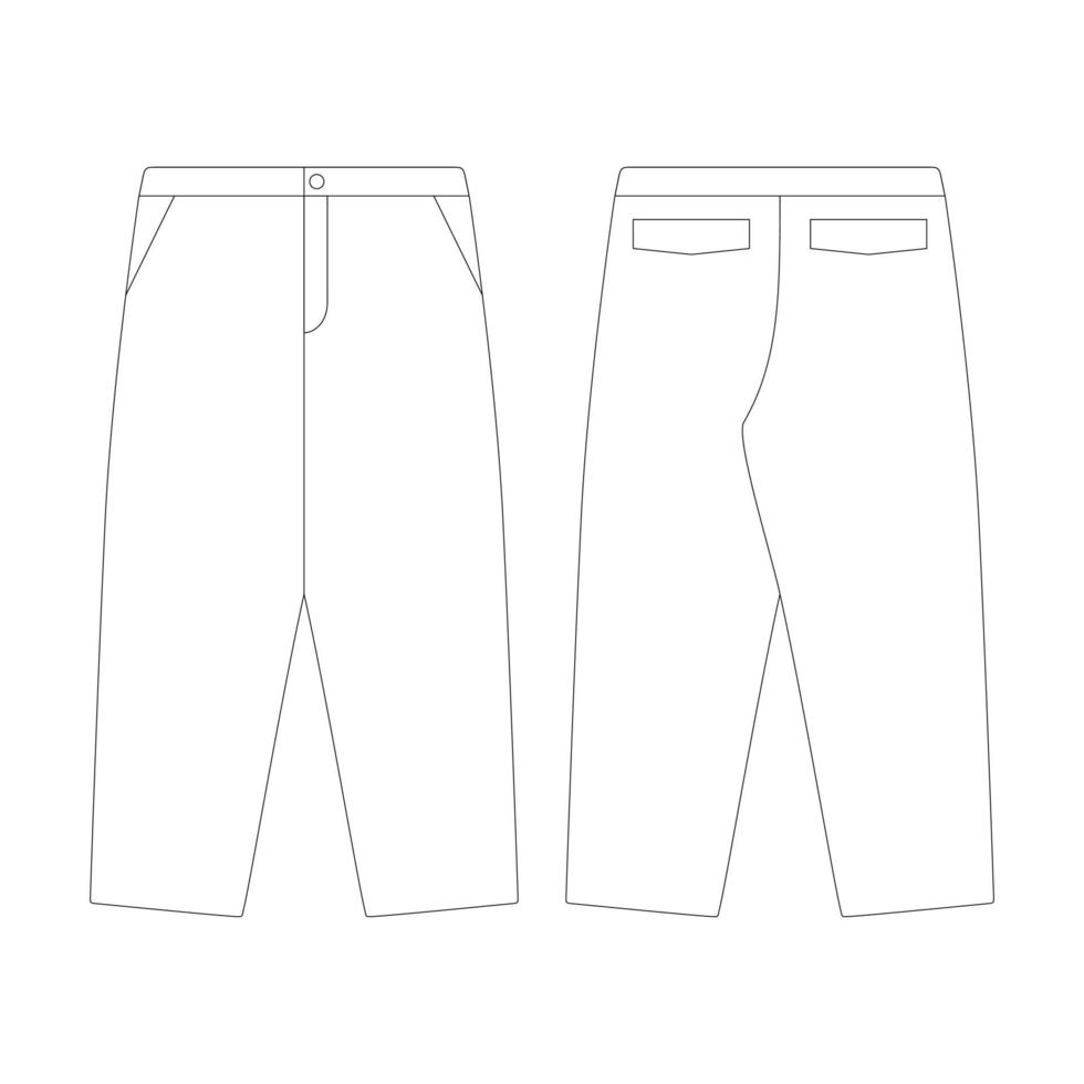 template baggy pants vector illustration flat design outline clothing ...