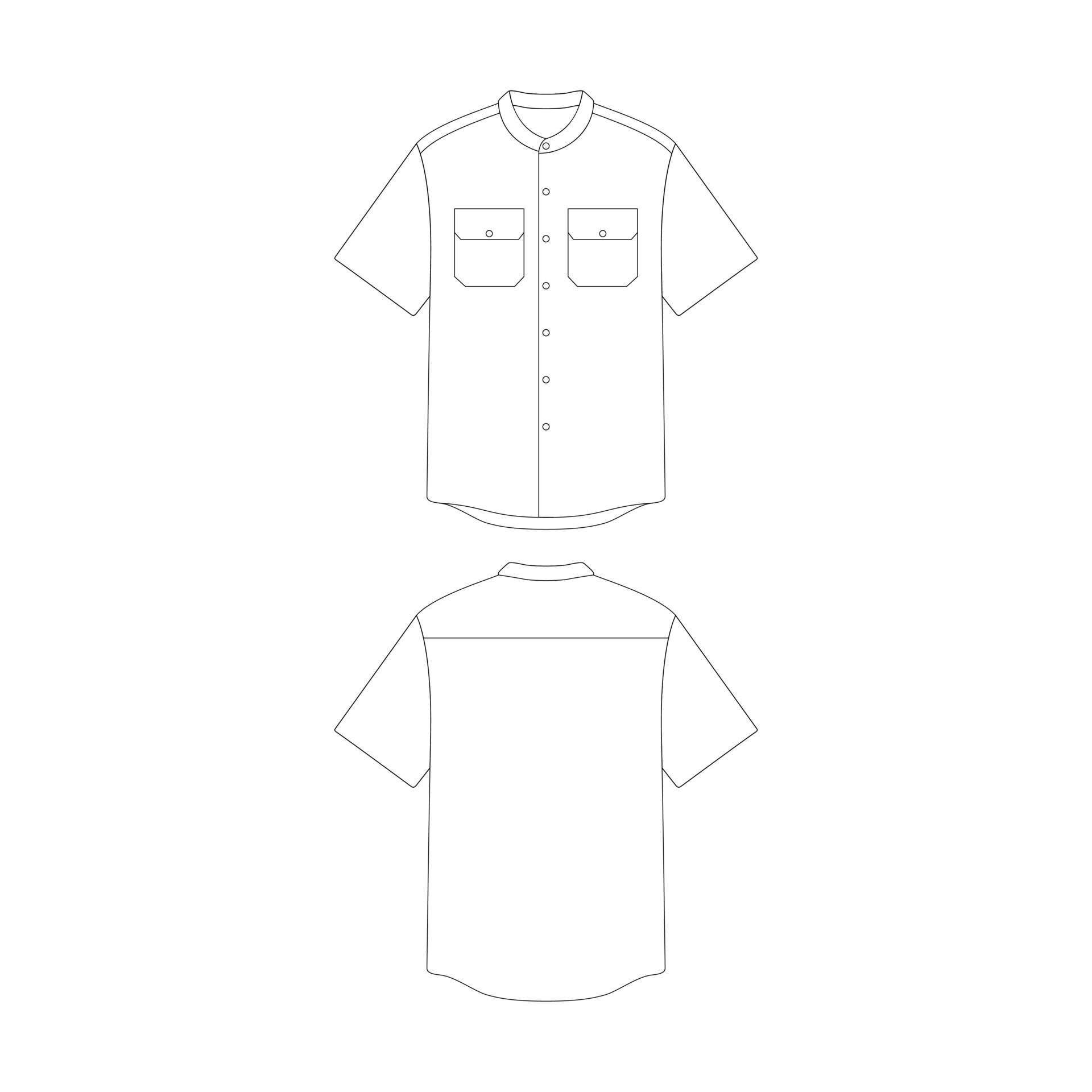 template grandad collar shirt with two pocket vector illustration flat ...