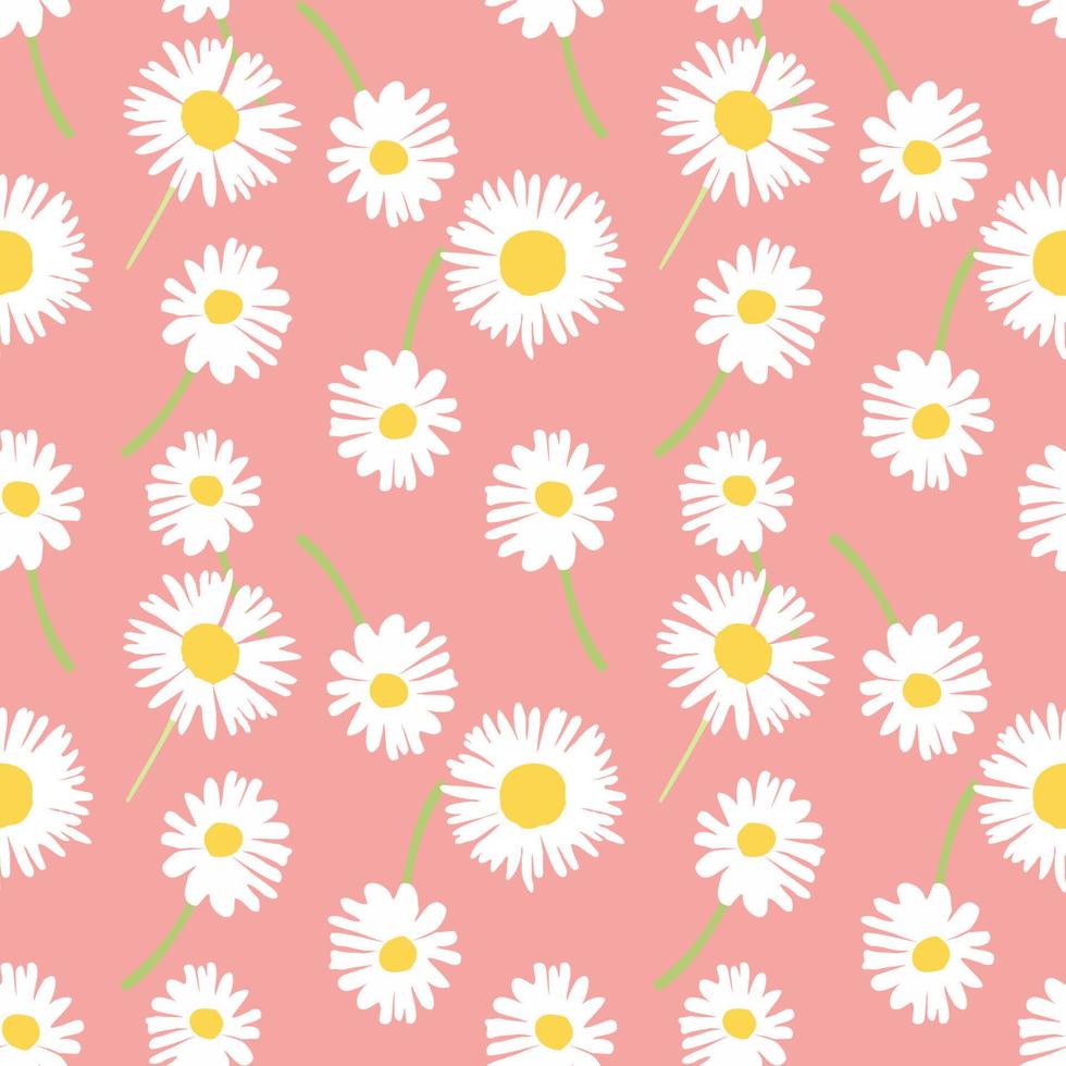 Dandelion or daisy seamless pattern on pink background. vector