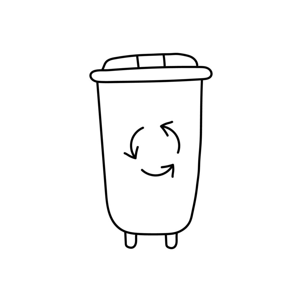Hand drawn vector trash can, garbage sorting.