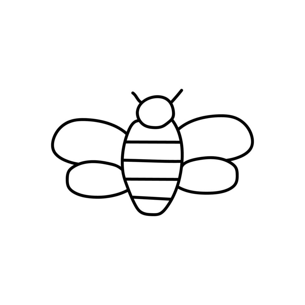 Hand drawn vector bee. Isolated on white background