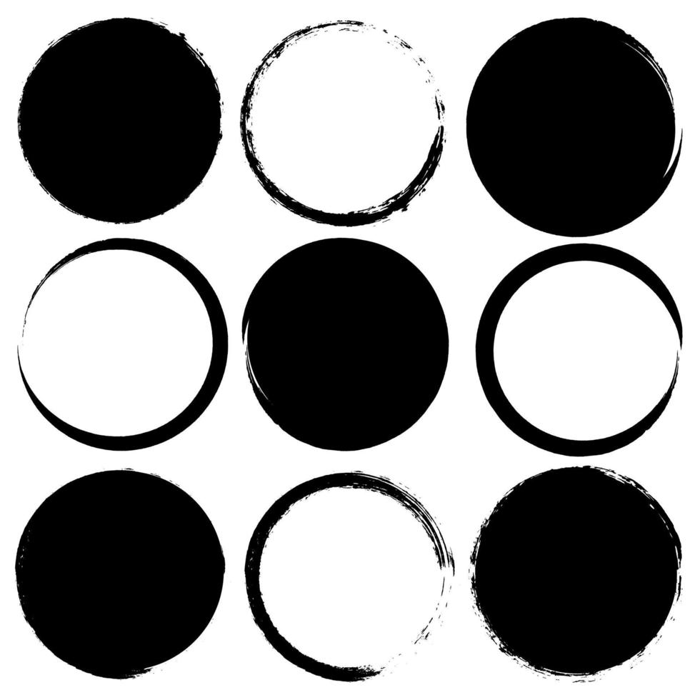 Set of grunge circles. Grunge round shapes. Design elements in grunge style vector