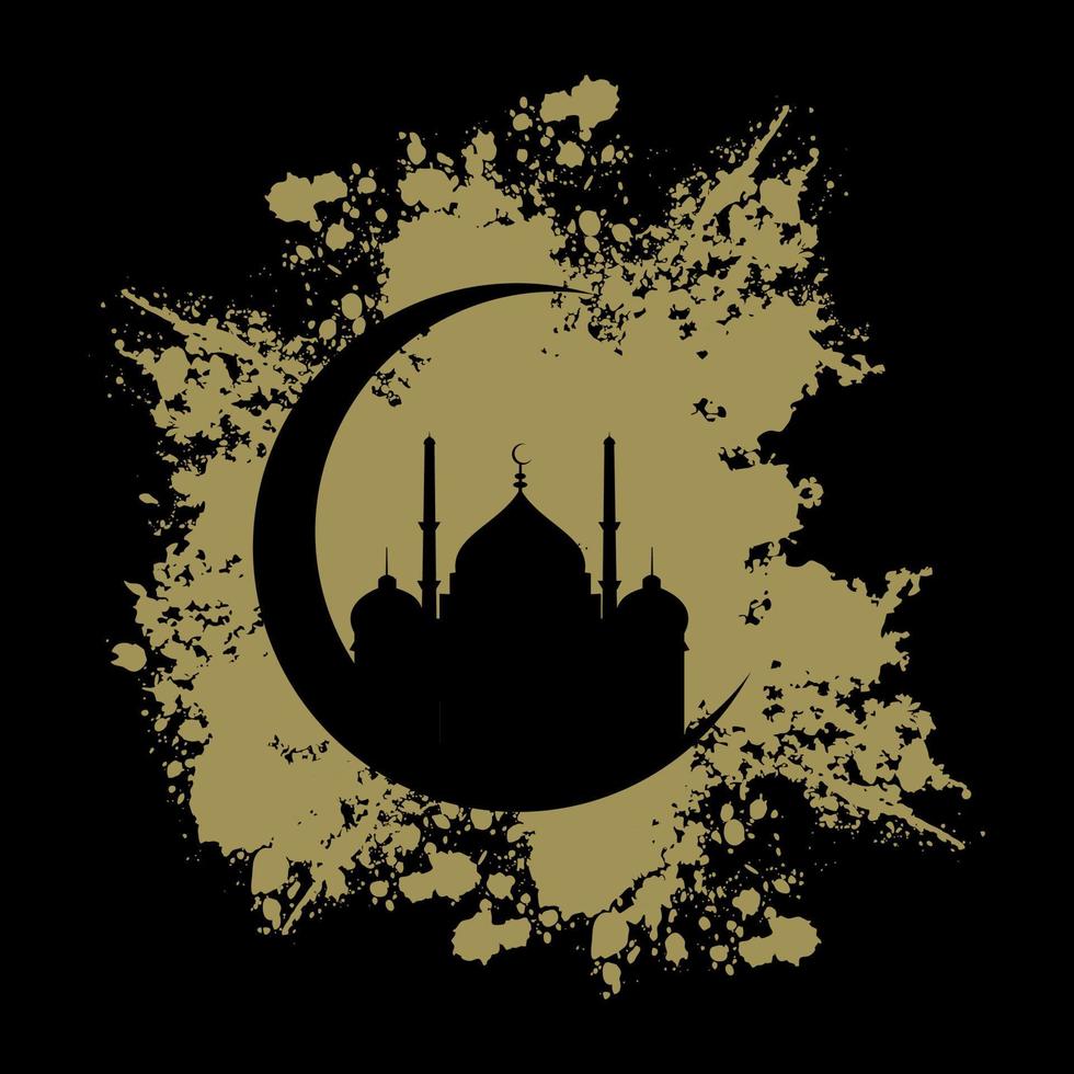 VECTOR SILHOUETTE OF A MOSQUE WITH A SPOTTED BACKGROUND