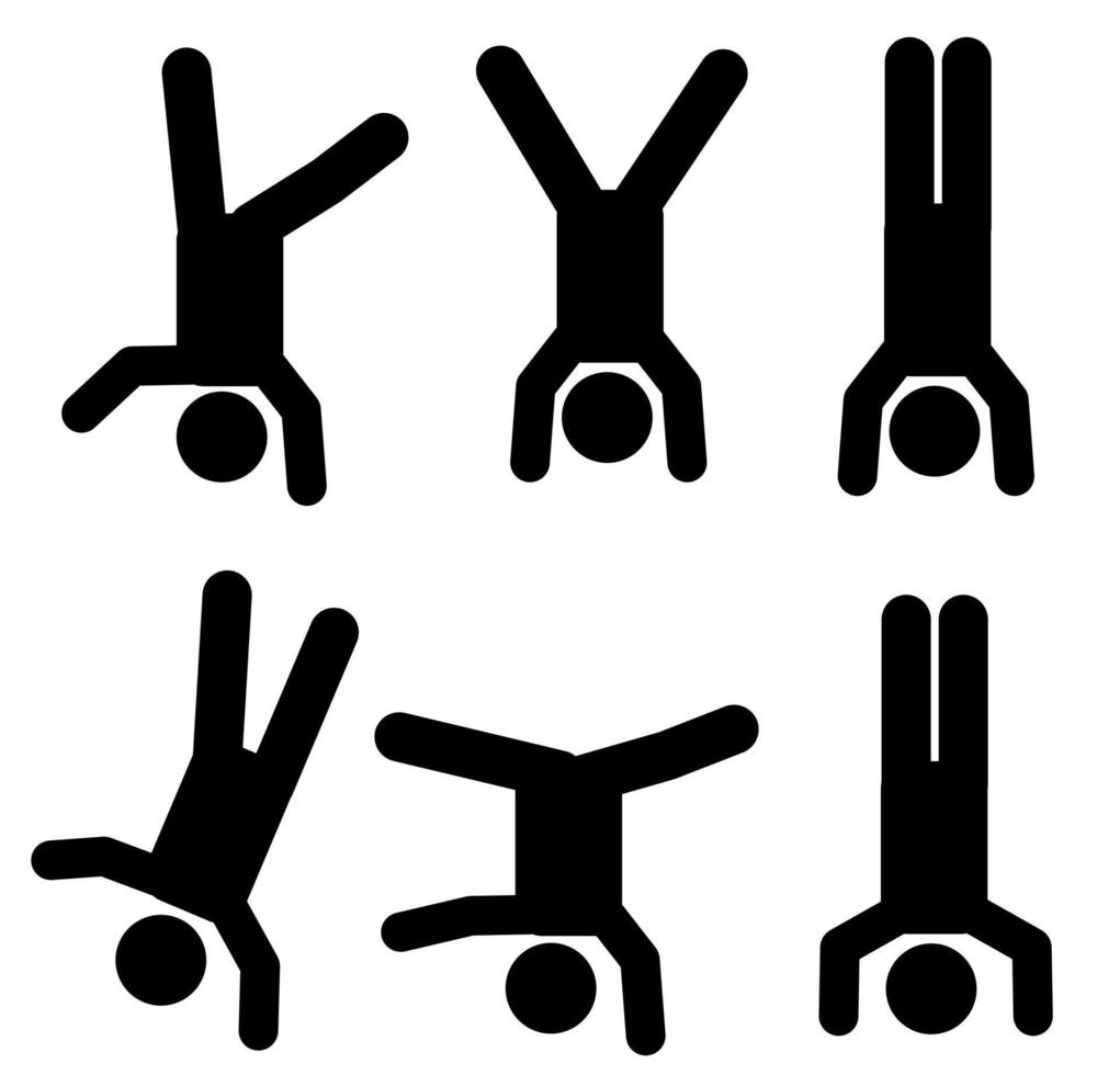 Handstand vector clip art, stick figure, pictogram, stickman