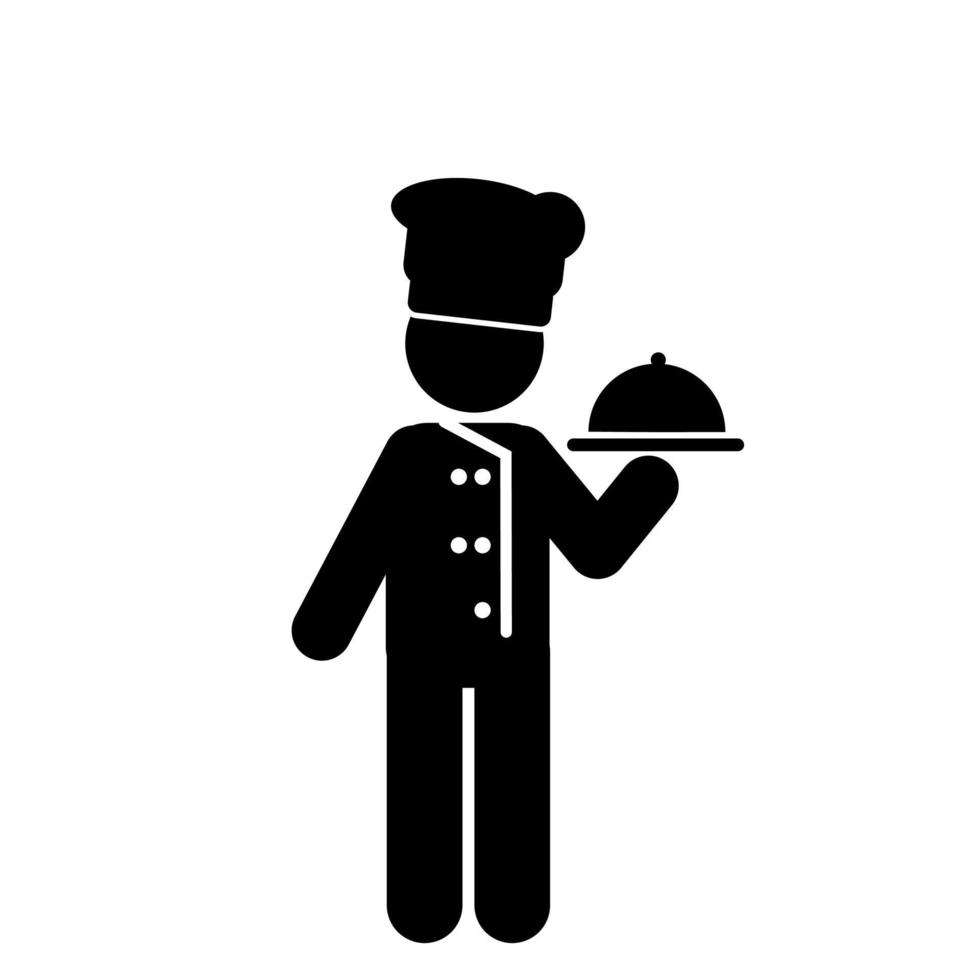 illustration and icon chef is cooking. stick figures. pictogram.the chef is cooking vector