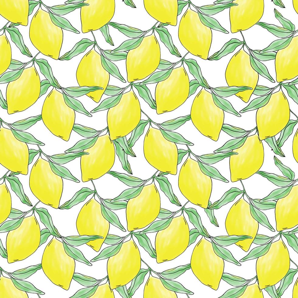 Lemon summer fruit seamless pattern for textile design vector