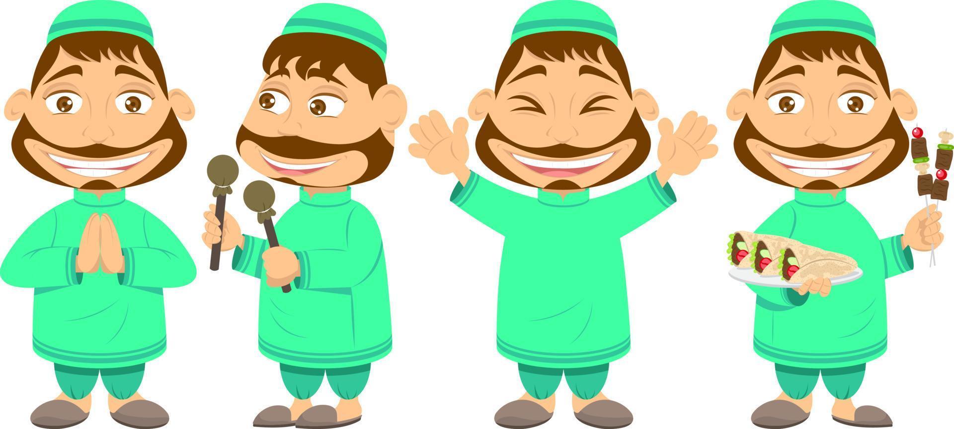 a moslem man with a mustache and a beard vector