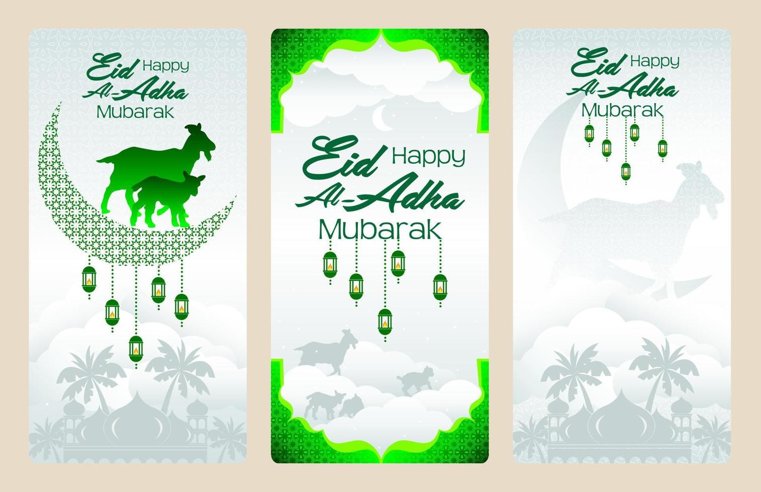 a set of banners for eid al adha mubarak vector