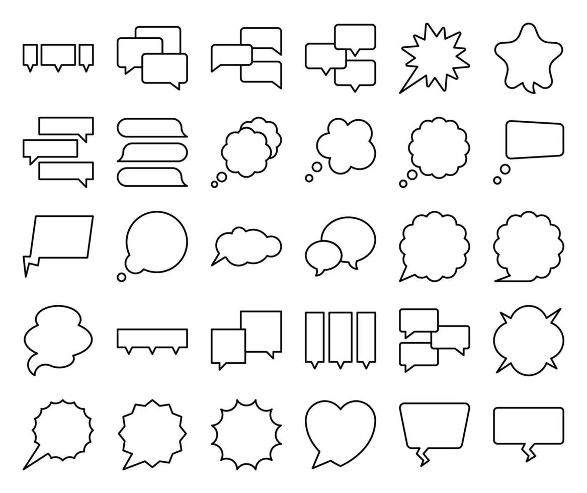 Speech balloons set, line style vector illustration