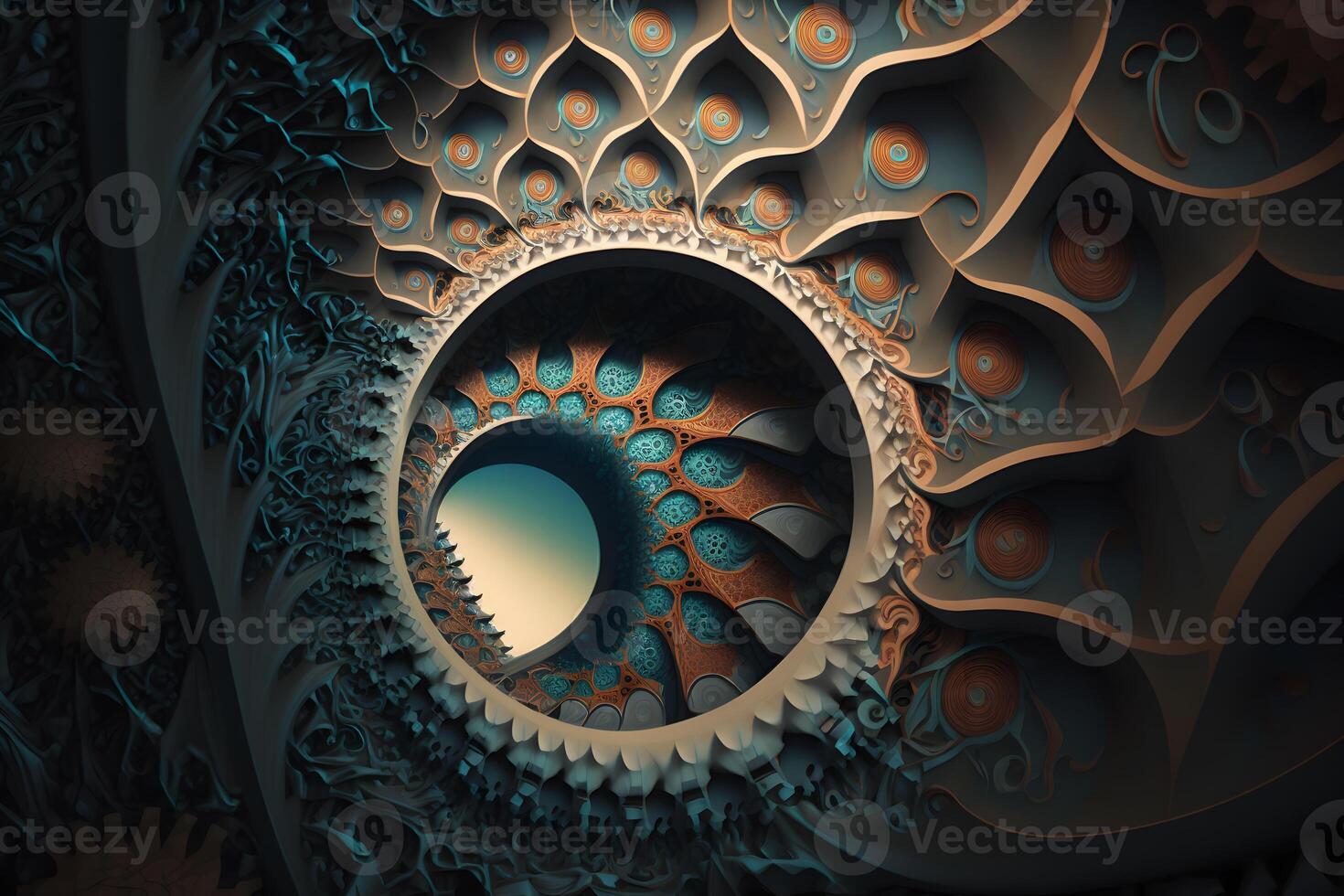 Fractal volumetric abstraction background. Neural network photo