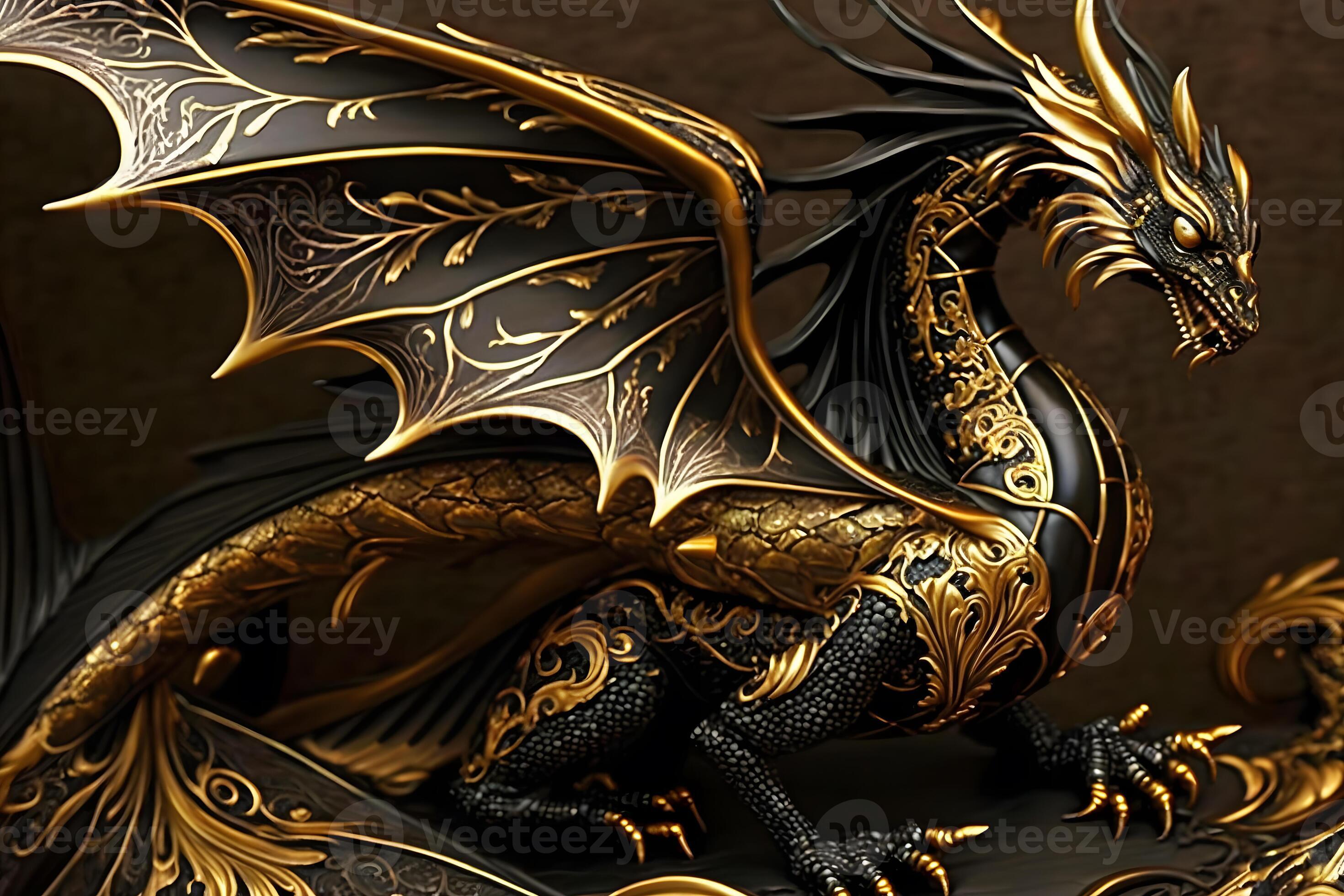 black gold chinese dragon. Neural network 23135424 Stock Photo at Vecteezy