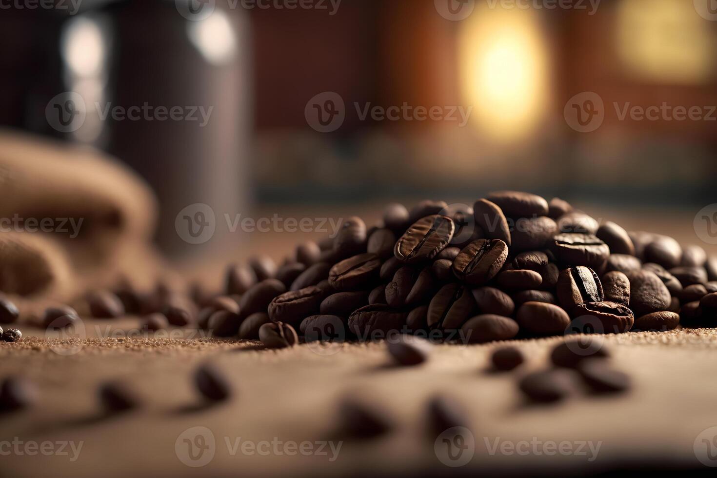 Still life shot of coffee beans. Neural network art photo