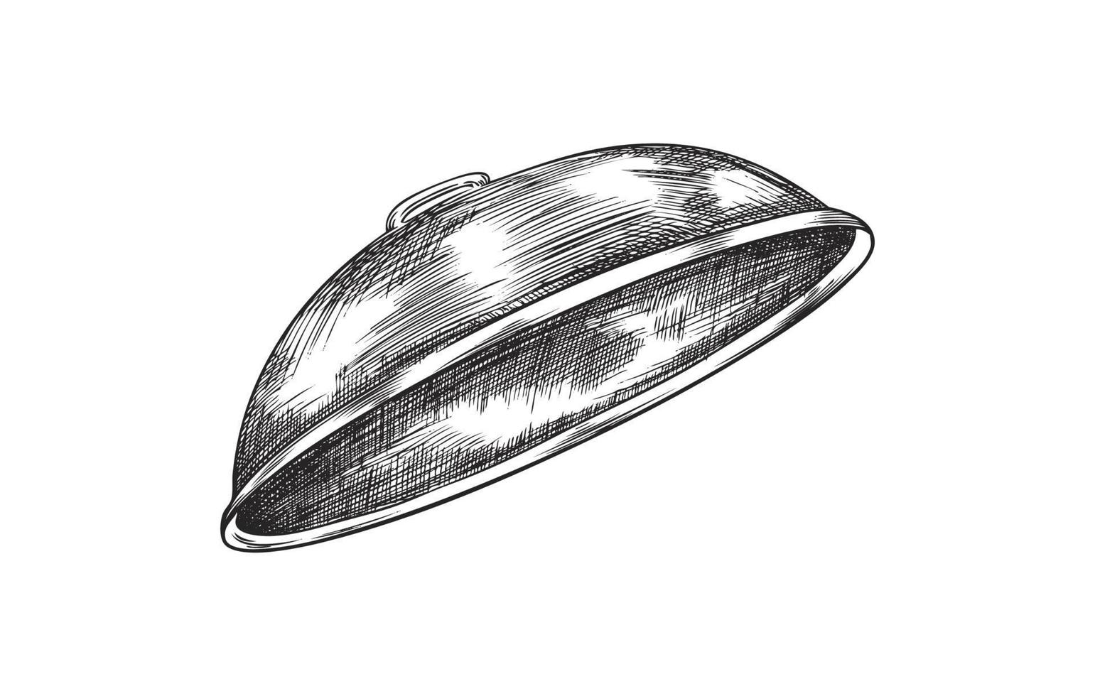 mano dibujado redondo monocromo tapa para picnic parrilla, vector ilustración