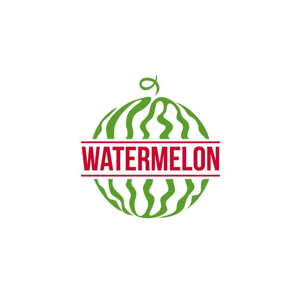 Red and green side view of stylized striped watermelon vector